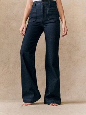 Sezane Le 70s Indigo High Waisted Trouser Jeans Size 38 33" inseam NEW NWOT